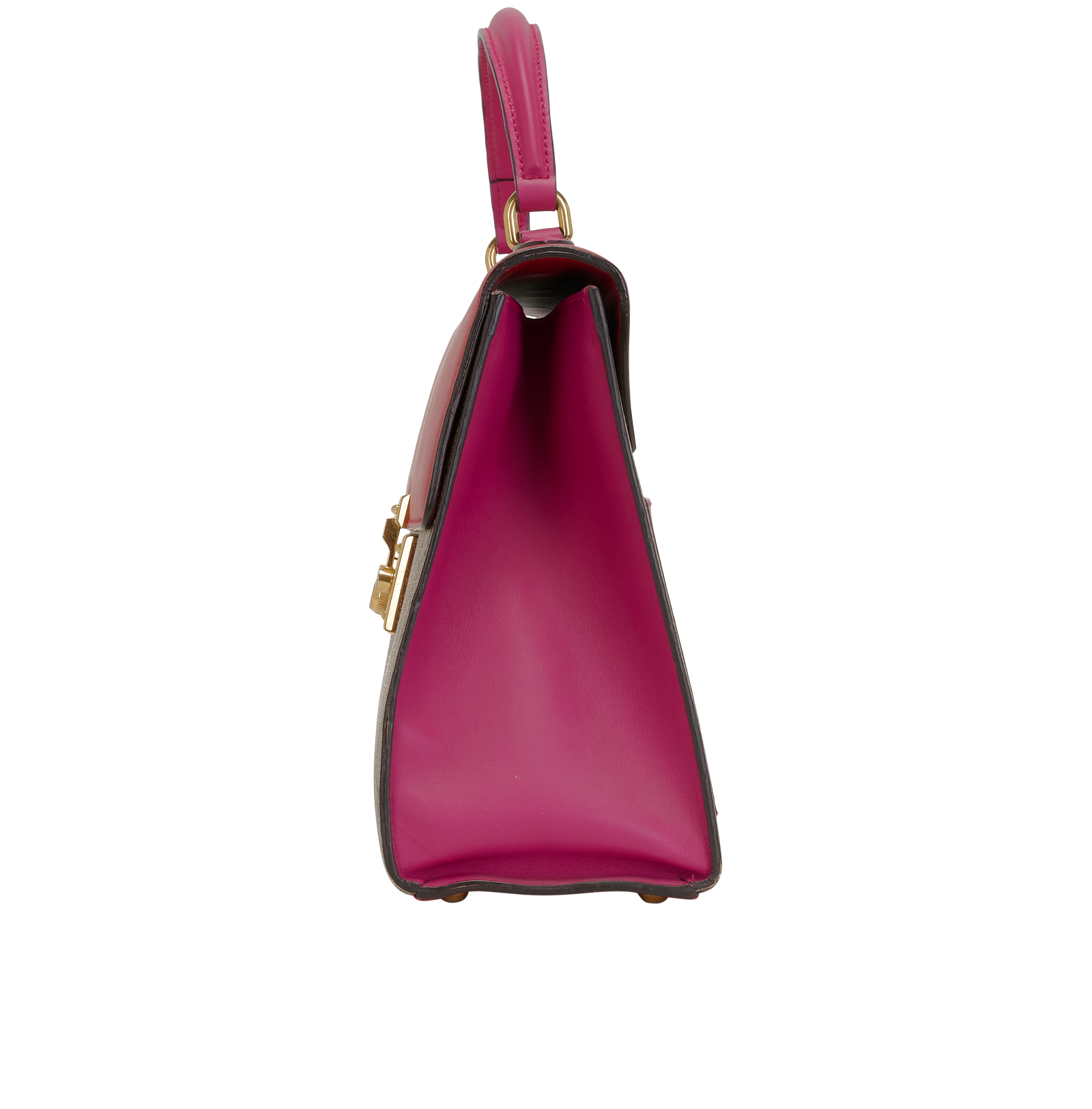 Padlock Top Handle, &pound;1,100, Handbags, Beige/Red, Canvas/Leather, Bottom view